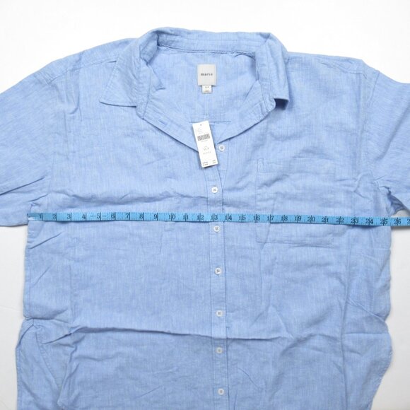 Anthropologie Maeve The Bennet Buttondown Shirt Linen Edition Indigo Blue XLP - Picture 4 of 8